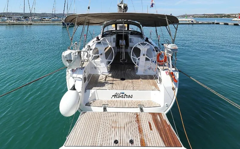 Exterior view of Albatros, a Bavaria Cruiser 41S sailboat at Murter, Croatia