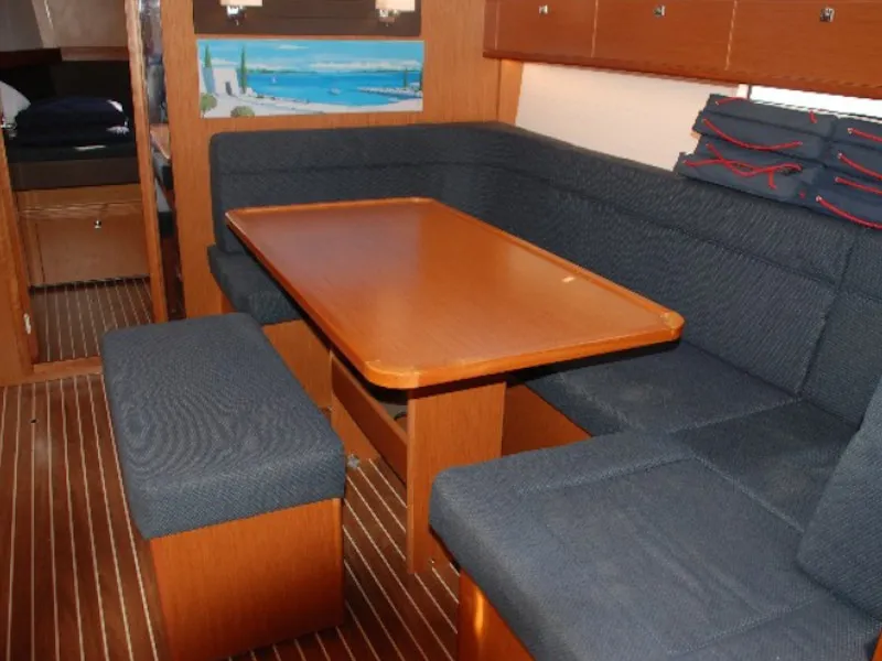 Salon of Cafard, a Bavaria Cruiser 41 sailboat at Palairos, Greece