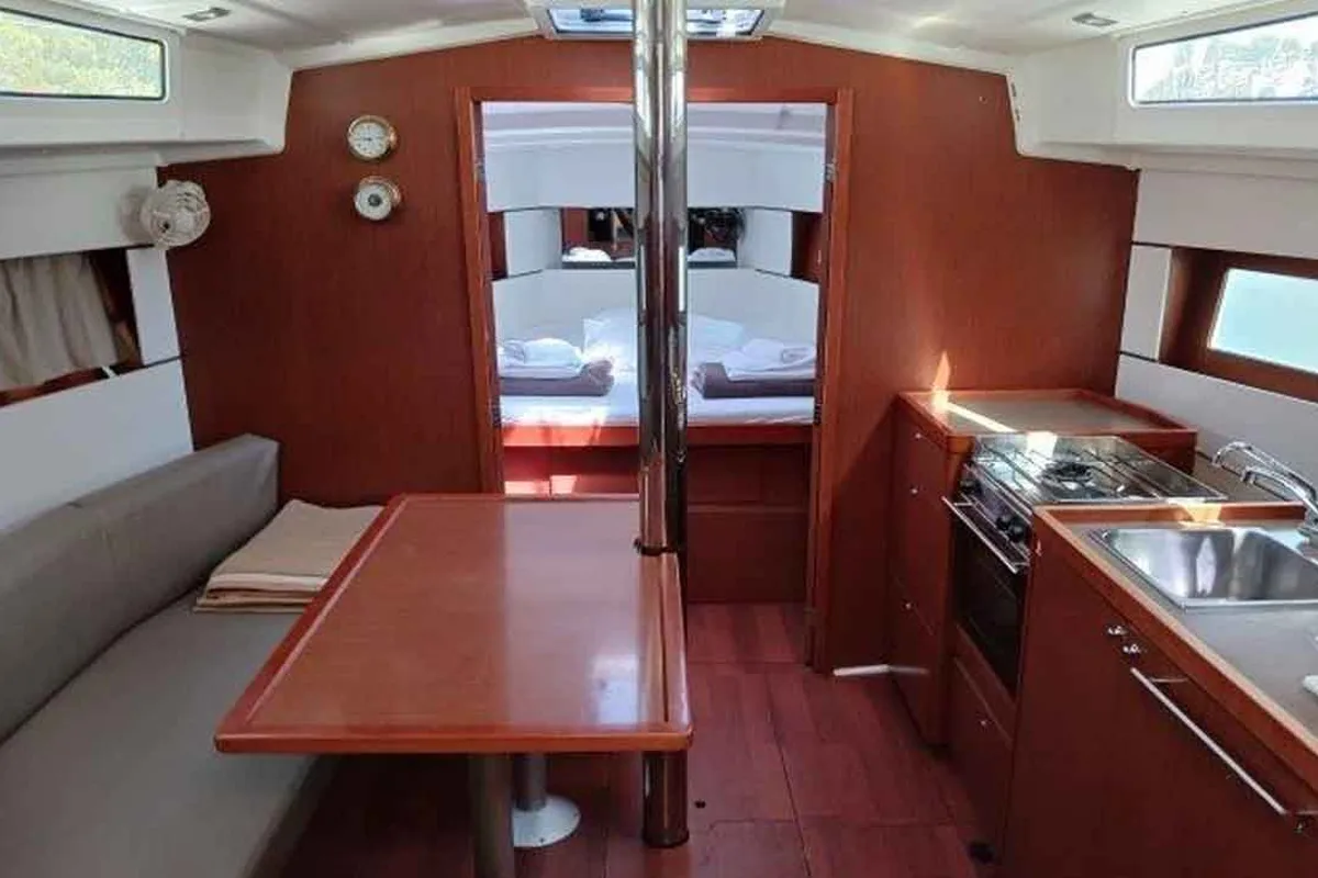 Galley of Jannet New Sails 2025, a Beneteau Oceanis 38.1 sailboat at Municipal Unit of Lefkada, Greece