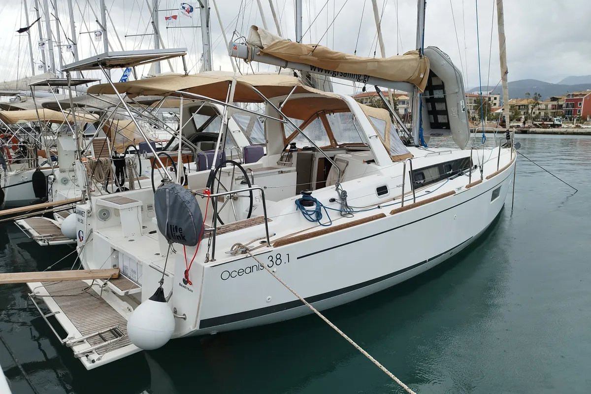 Exterior view of Jannet New Sails 2025, a Beneteau Oceanis 38.1 sailboat at Municipal Unit of Lefkada, Greece
