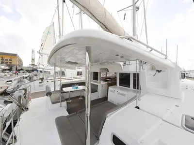 Deck of Stella, a Lagoon 450 F catamaran at Murter, Croatia