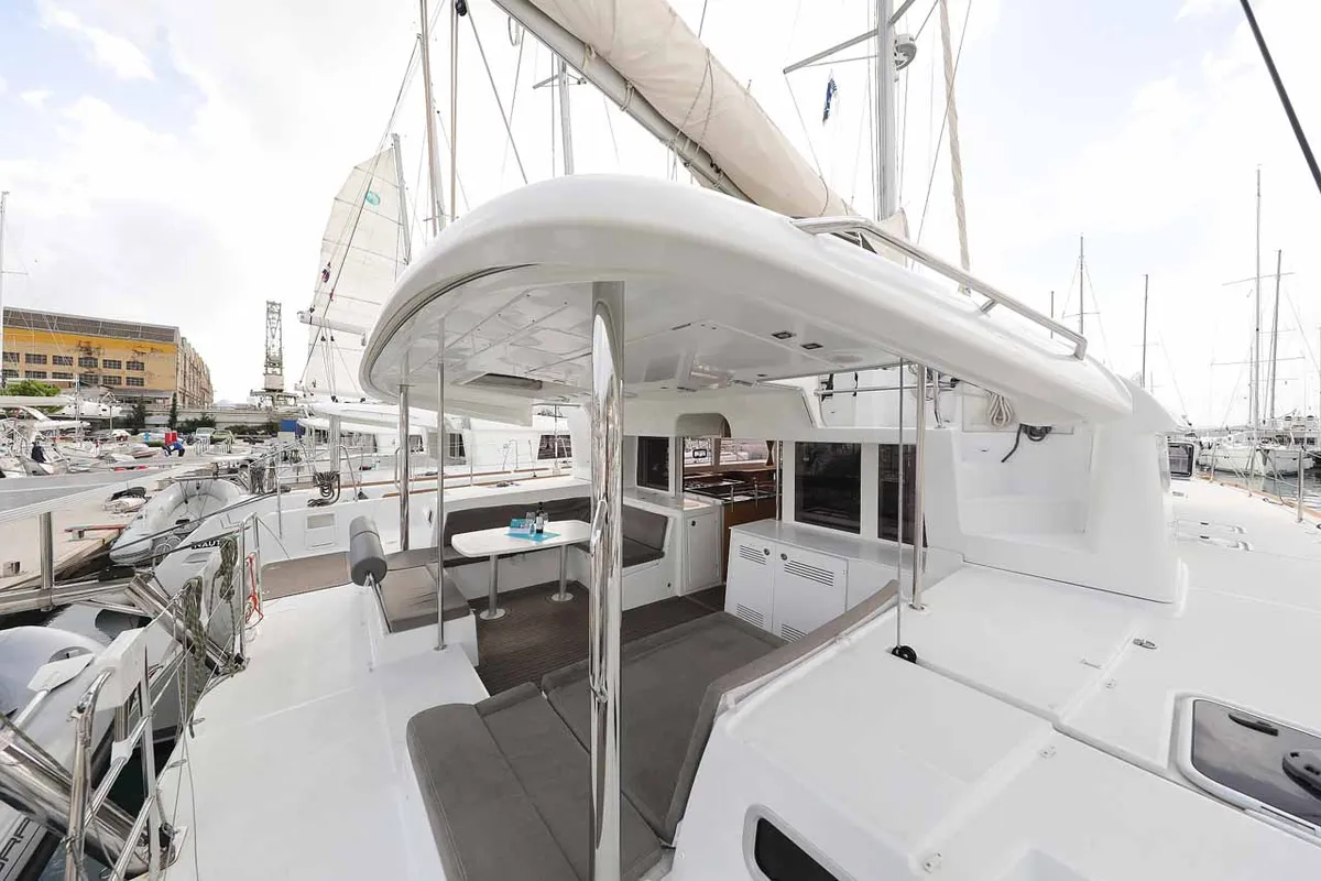 Deck of Stella, a Lagoon 450 F catamaran at Murter, Croatia