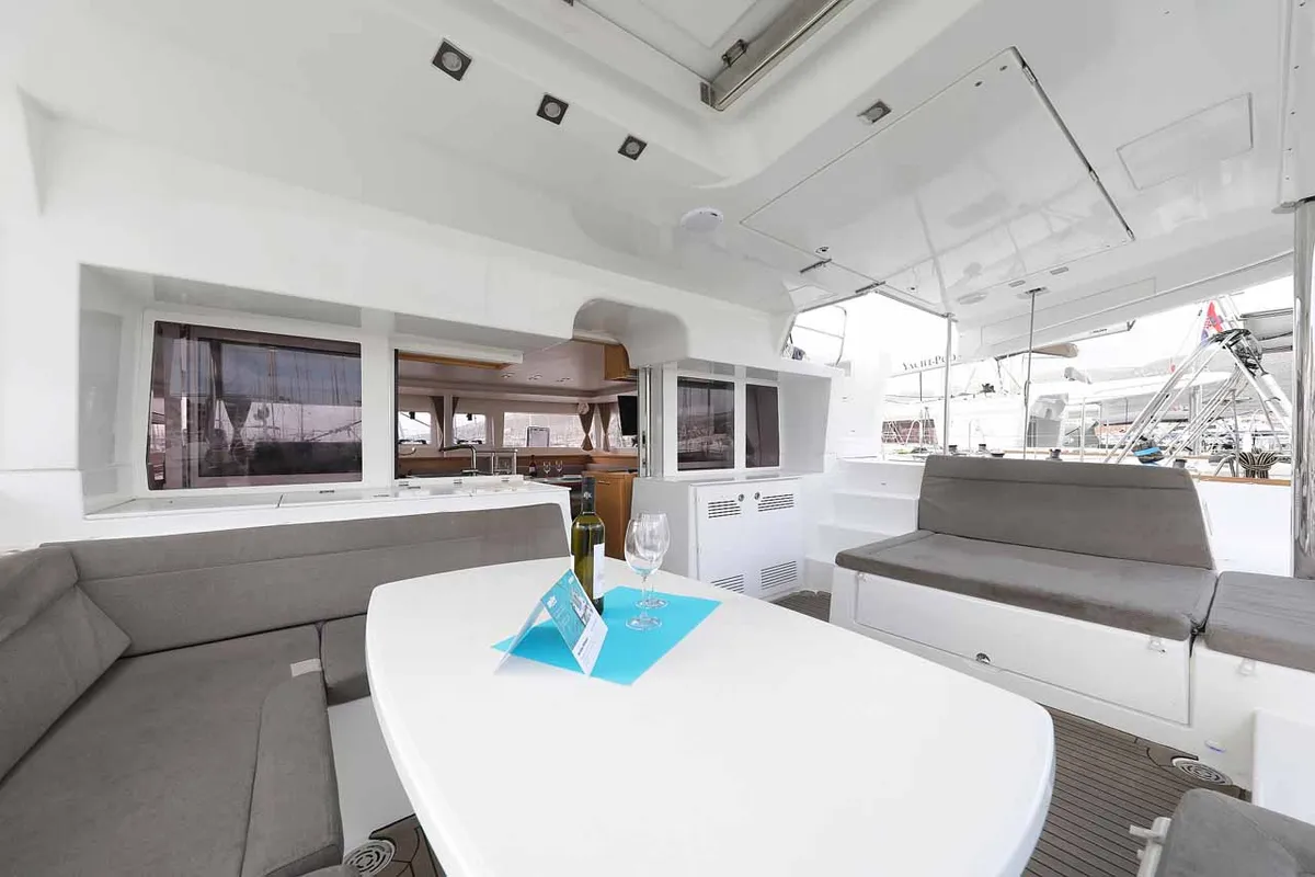 Deck of Stella, a Lagoon 450 F catamaran at Murter, Croatia