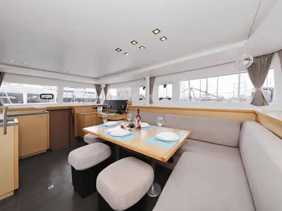 Salon of Stella, a Lagoon 450 F catamaran at Murter, Croatia
