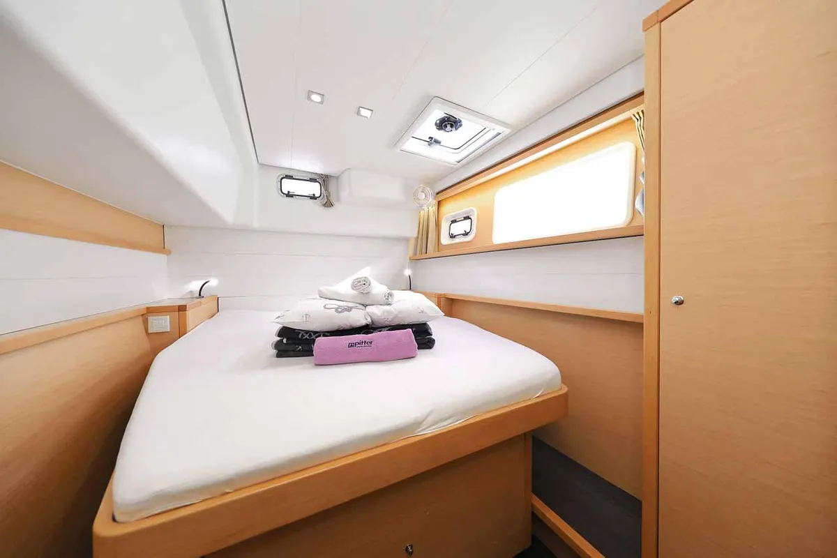 Cabin on Stella, a Lagoon 450 F catamaran at Murter, Croatia