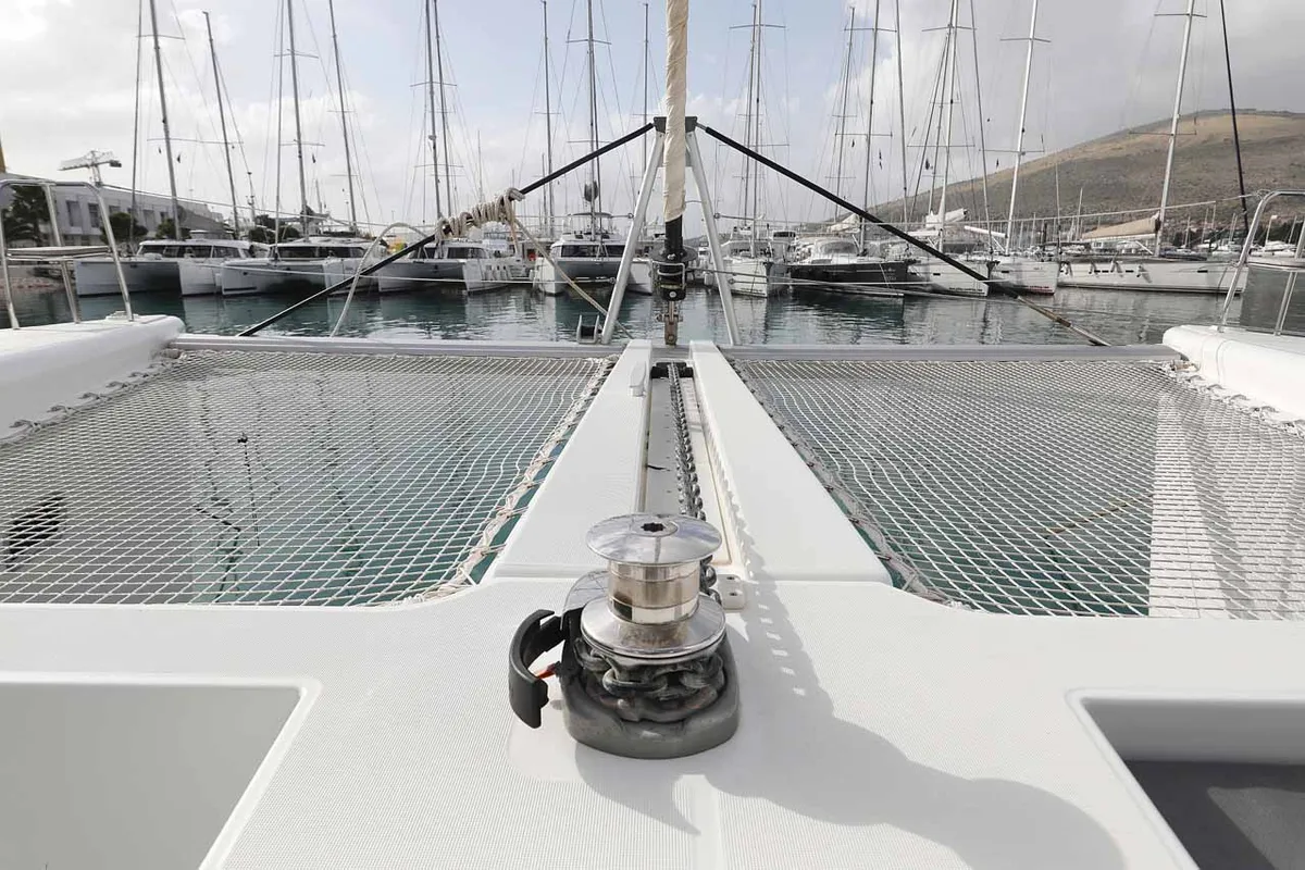 Deck of Stella, a Lagoon 450 F catamaran at Murter, Croatia
