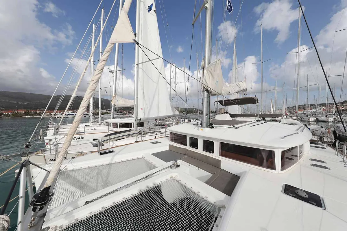 Deck of Stella, a Lagoon 450 F catamaran at Murter, Croatia