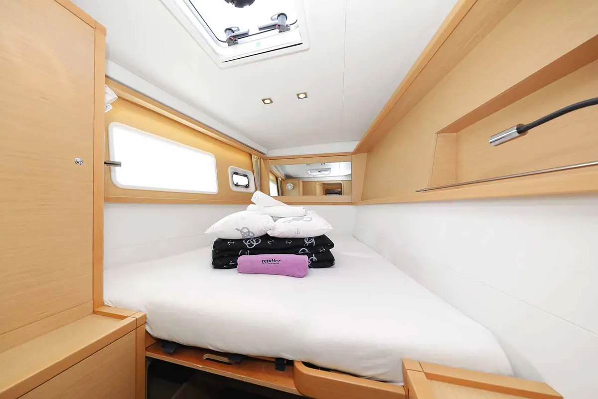 Cabin on Stella, a Lagoon 450 F catamaran at Murter, Croatia