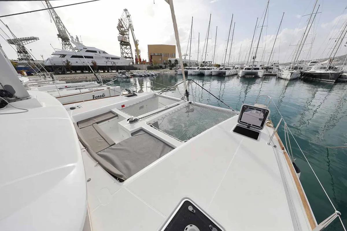 Deck of Stella, a Lagoon 450 F catamaran at Murter, Croatia