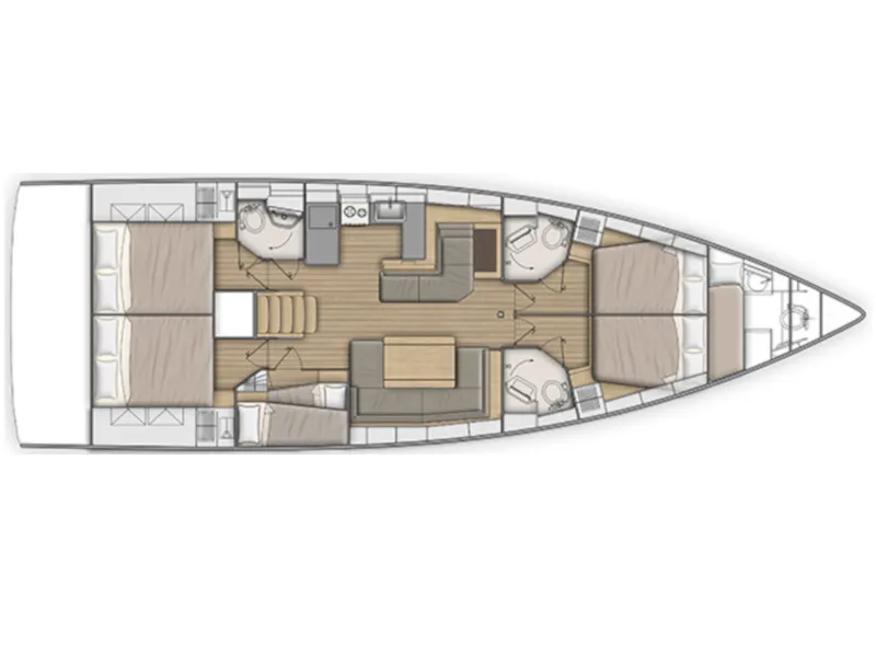 Floor plan of Elise, a Beneteau Oceanis 51.1 sailboat at Parikia, Greece