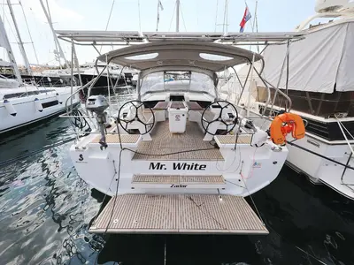 Cockpit of Mr.White, a Beneteau Oceanis 46.1 sailboat at Zadar, Croatia