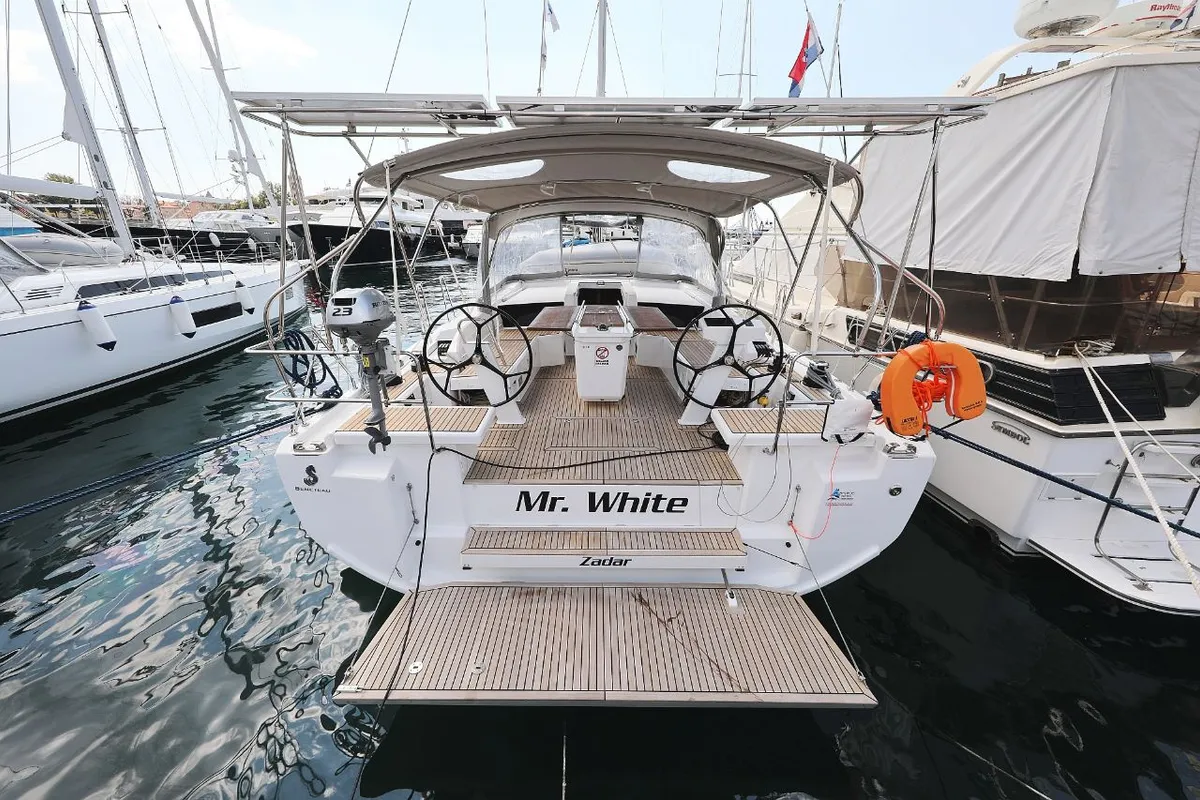 Cockpit of Mr.White, a Beneteau Oceanis 46.1 sailboat at Zadar, Croatia