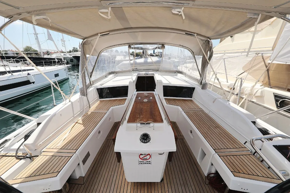 Deck of Mr.White, a Beneteau Oceanis 46.1 sailboat at Zadar, Croatia