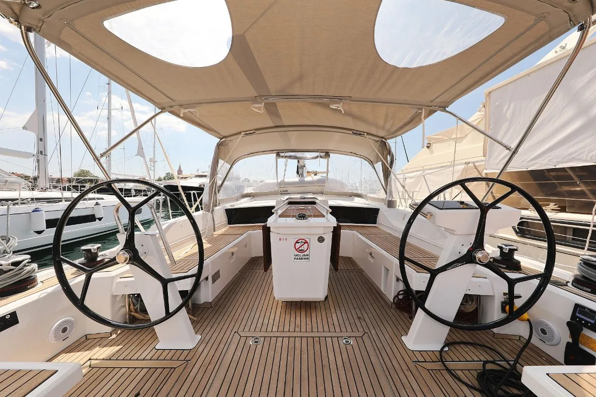 Cockpit of Mr.White, a Beneteau Oceanis 46.1 sailboat at Zadar, Croatia
