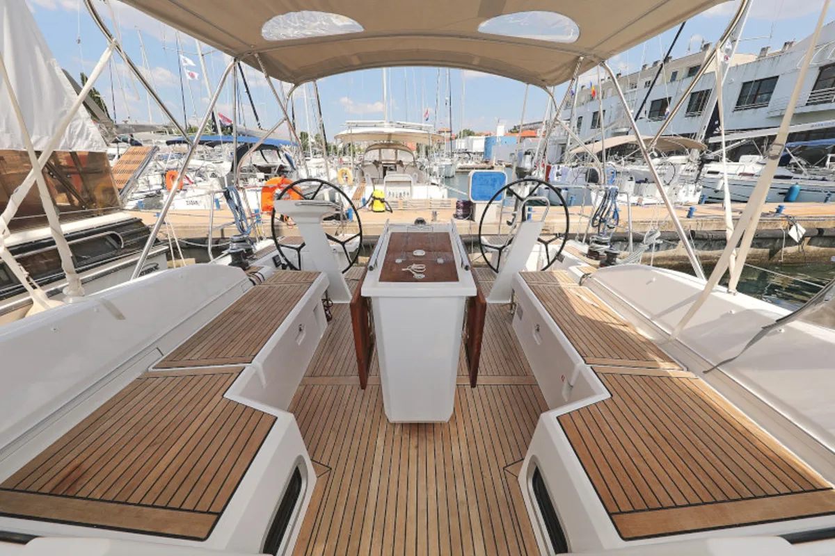 Exterior view of Mr.White, a Beneteau Oceanis 46.1 sailboat at Zadar, Croatia