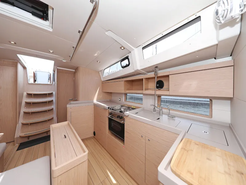 Galley of Mr.White, a Beneteau Oceanis 46.1 sailboat at Zadar, Croatia
