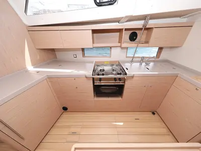 Galley of Mr.White, a Beneteau Oceanis 46.1 sailboat at Zadar, Croatia