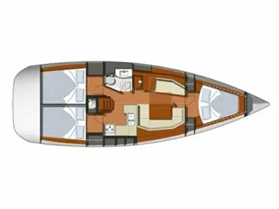Floor plan of Pink Pearl, a Jeanneau Sun Odyssey 37 sailboat at Izola, Slovenia