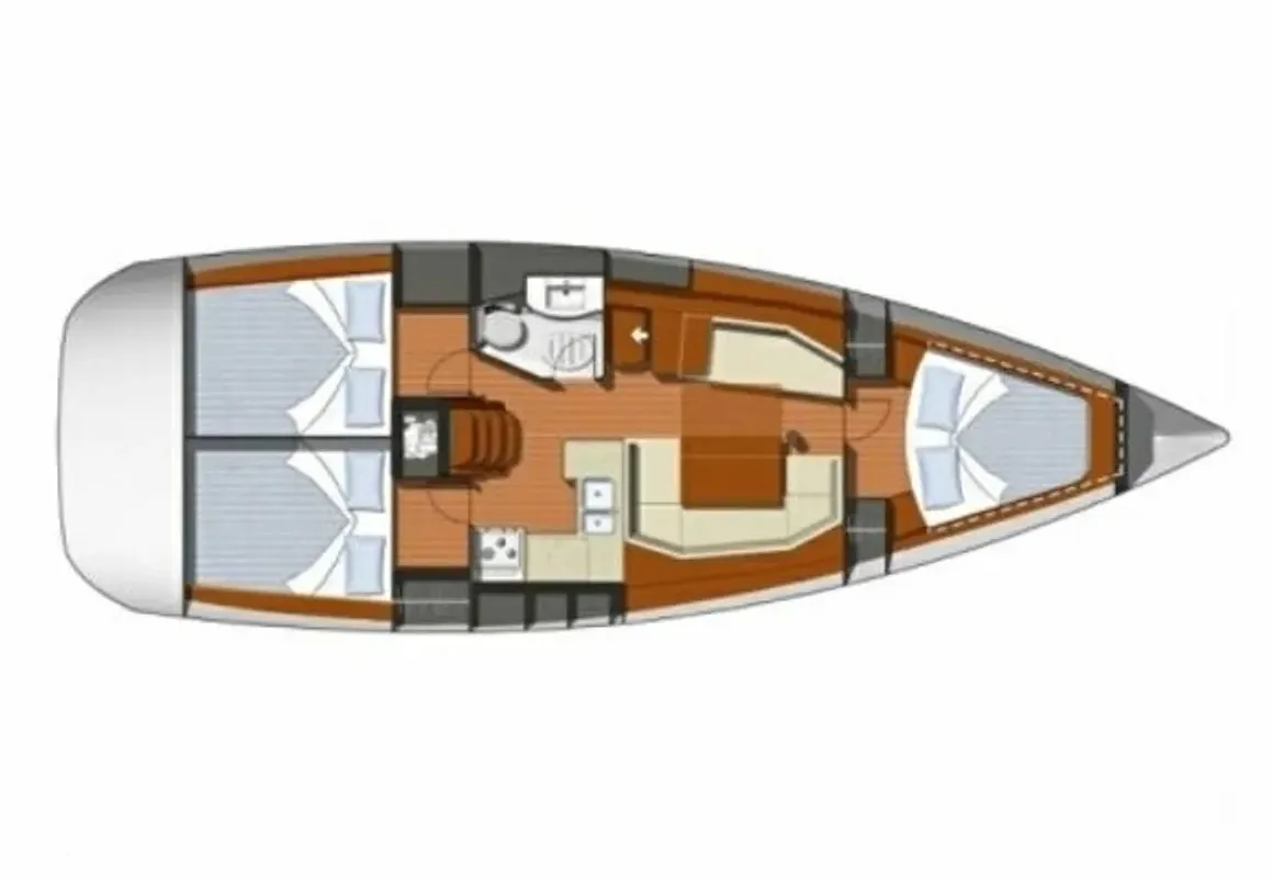 Floor plan of Pink Pearl, a Jeanneau Sun Odyssey 37 sailboat at Izola, Slovenia
