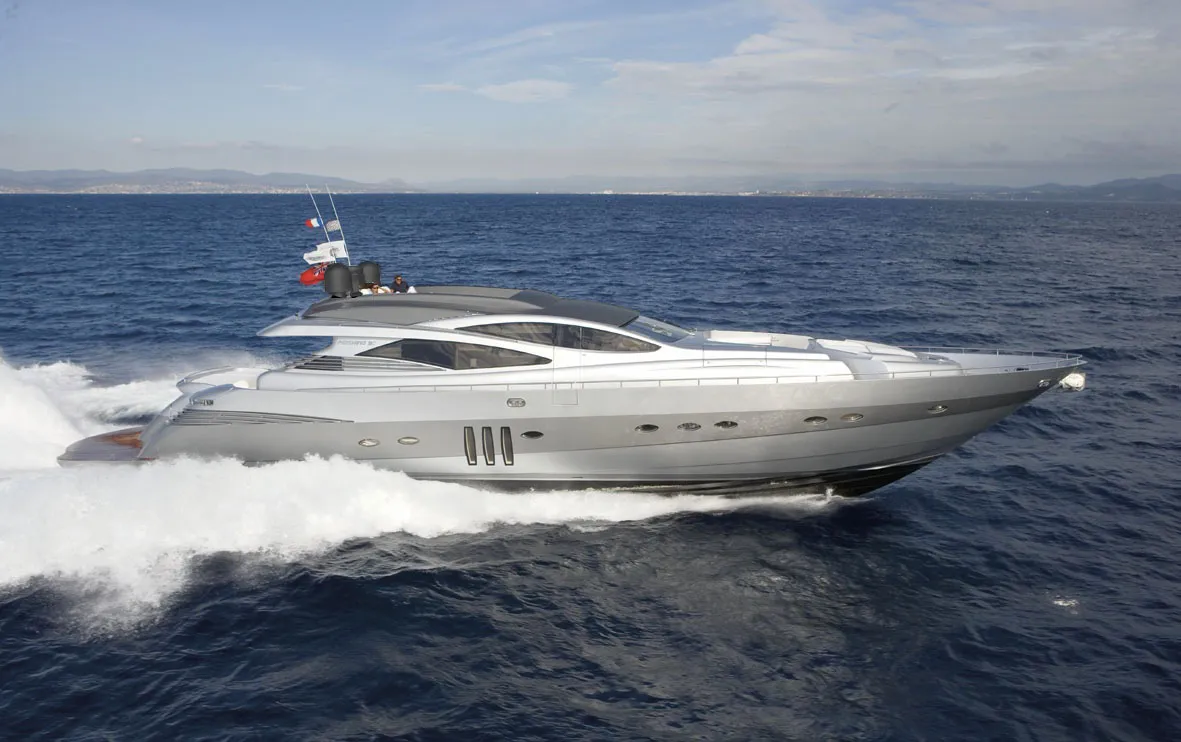 One, a Ferretti Pershing 90 Sport motor yacht at Glyfada, Greece