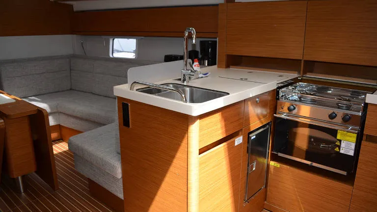Galley of Laysan, a Hanse 418 sailboat at Općina Rogoznica, Croatia