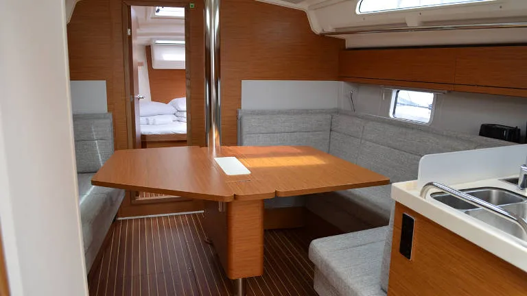 Salon of Laysan, a Hanse 418 sailboat at Općina Rogoznica, Croatia
