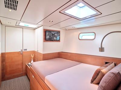 Cabin on AIZU, a Gulet Sail boat sailboat at Athens, Greece