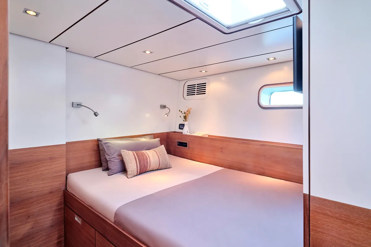 Cabin on AIZU, a Gulet Sail boat sailboat at Athens, Greece