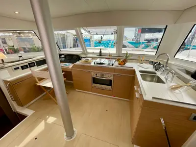 Galley of Hélios II, a Bali Catspace catamaran at Saint-Mandrier-sur-Mer, France