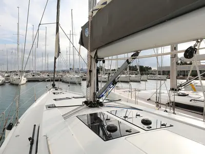 Deck of Kulfoldi Panna, a Hanse 455 sailboat at Općina Sukošan, Croatia