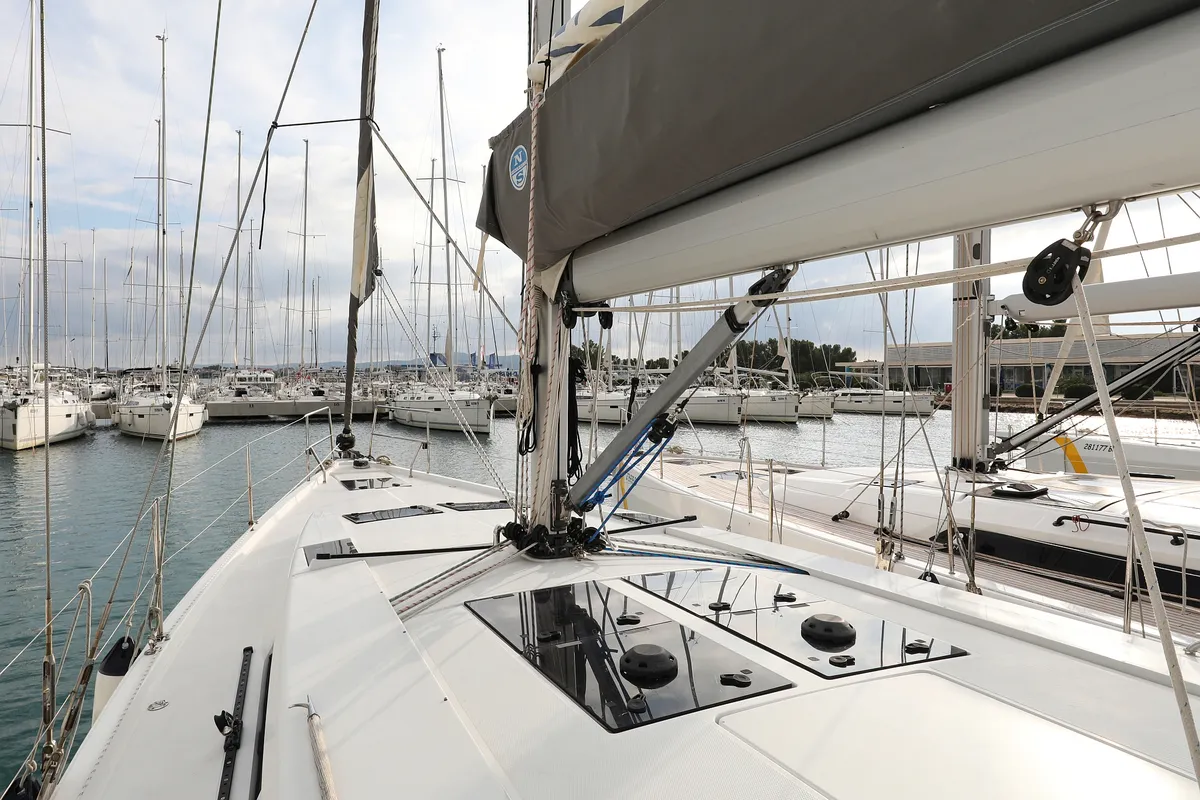 Deck of Kulfoldi Panna, a Hanse 455 sailboat at Općina Sukošan, Croatia