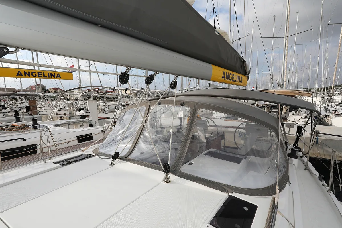 Deck of Kulfoldi Panna, a Hanse 455 sailboat at Općina Sukošan, Croatia