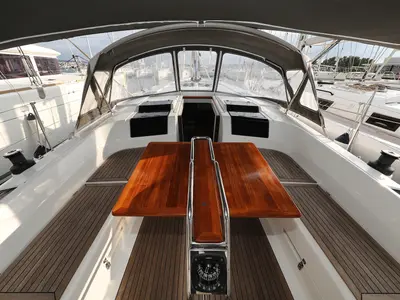 Cockpit of Kulfoldi Panna, a Hanse 455 sailboat at Općina Sukošan, Croatia