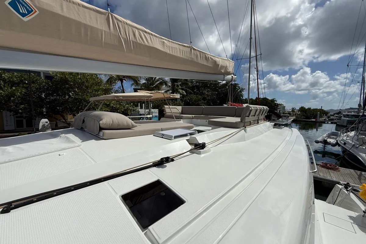 Playful, a Fountaine Pajot Tanna 47 Maestro catamaran at Road Town, British Virgin Islands