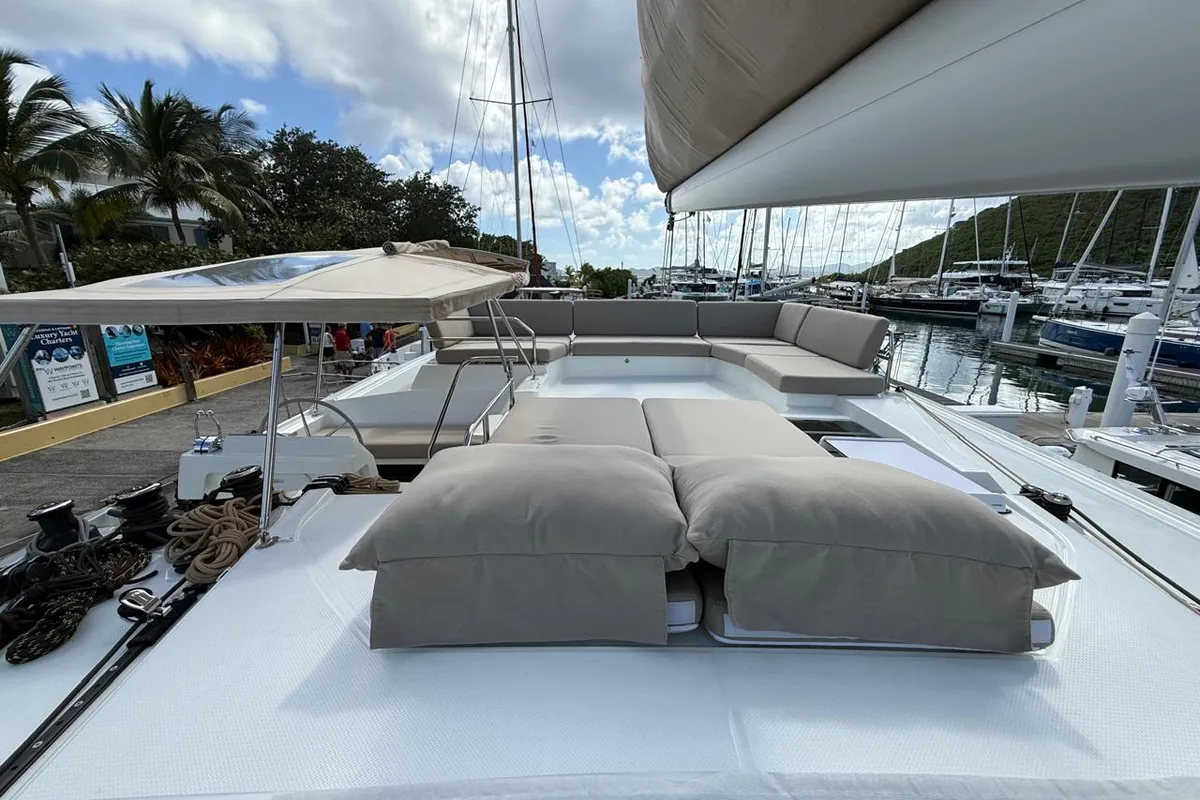 Playful, a Fountaine Pajot Tanna 47 Maestro catamaran at Road Town, British Virgin Islands