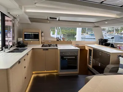 Galley of Playful, a Fountaine Pajot Tanna 47 Maestro catamaran at Road Town, British Virgin Islands