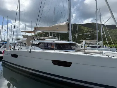 Playful, a Fountaine Pajot Tanna 47 Maestro catamaran at Road Town, British Virgin Islands
