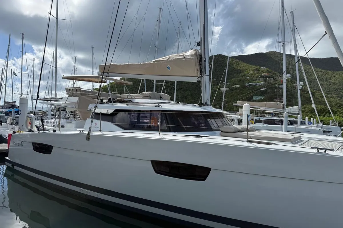 Playful, a Fountaine Pajot Tanna 47 Maestro catamaran at Road Town, British Virgin Islands