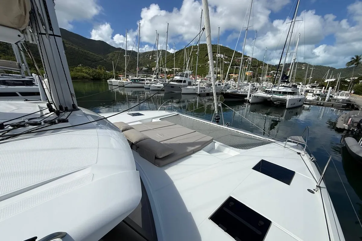 Playful, a Fountaine Pajot Tanna 47 Maestro catamaran at Road Town, British Virgin Islands