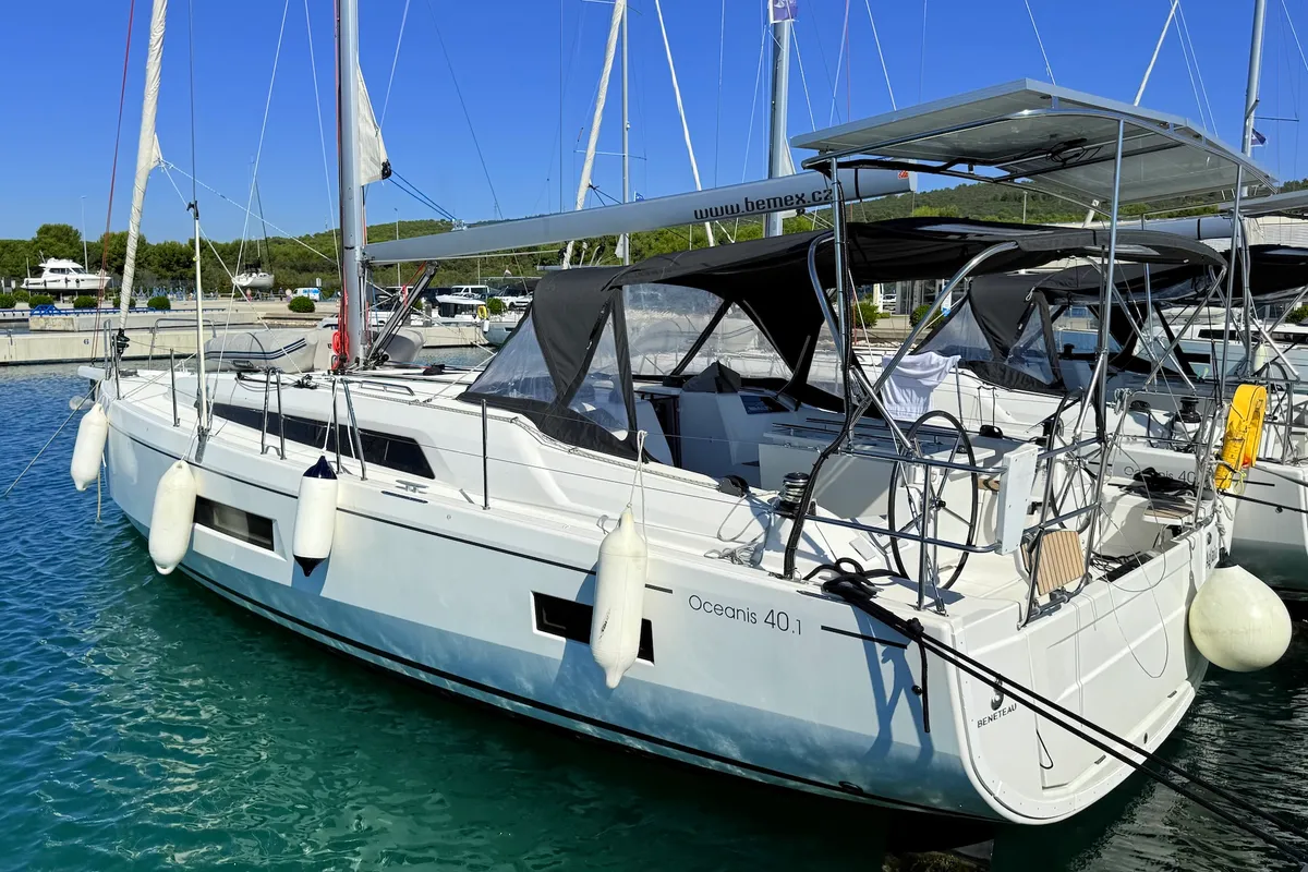 Exterior view of Aglaia, a Beneteau Oceanis 40.1 sailboat at Općina Sukošan, Croatia