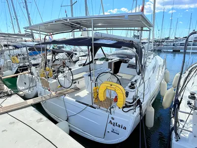 Cockpit of Aglaia, a Beneteau Oceanis 40.1 sailboat at Općina Sukošan, Croatia