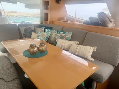 Salon of Shamane, a Fountaine Pajot Salina 48 catamaran at Porto-Vecchio, France