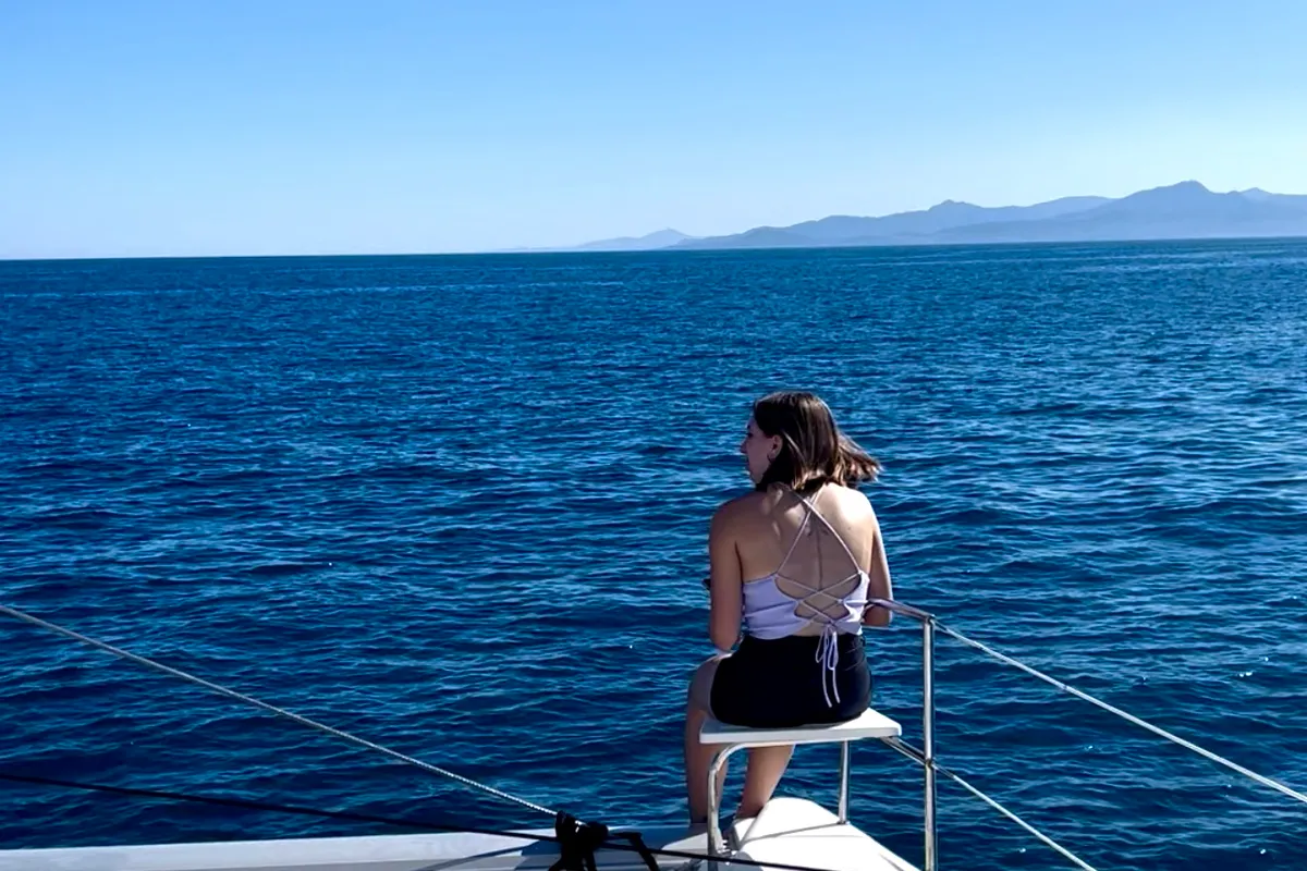 Deck of Shamane, a Fountaine Pajot Salina 48 catamaran at Porto-Vecchio, France