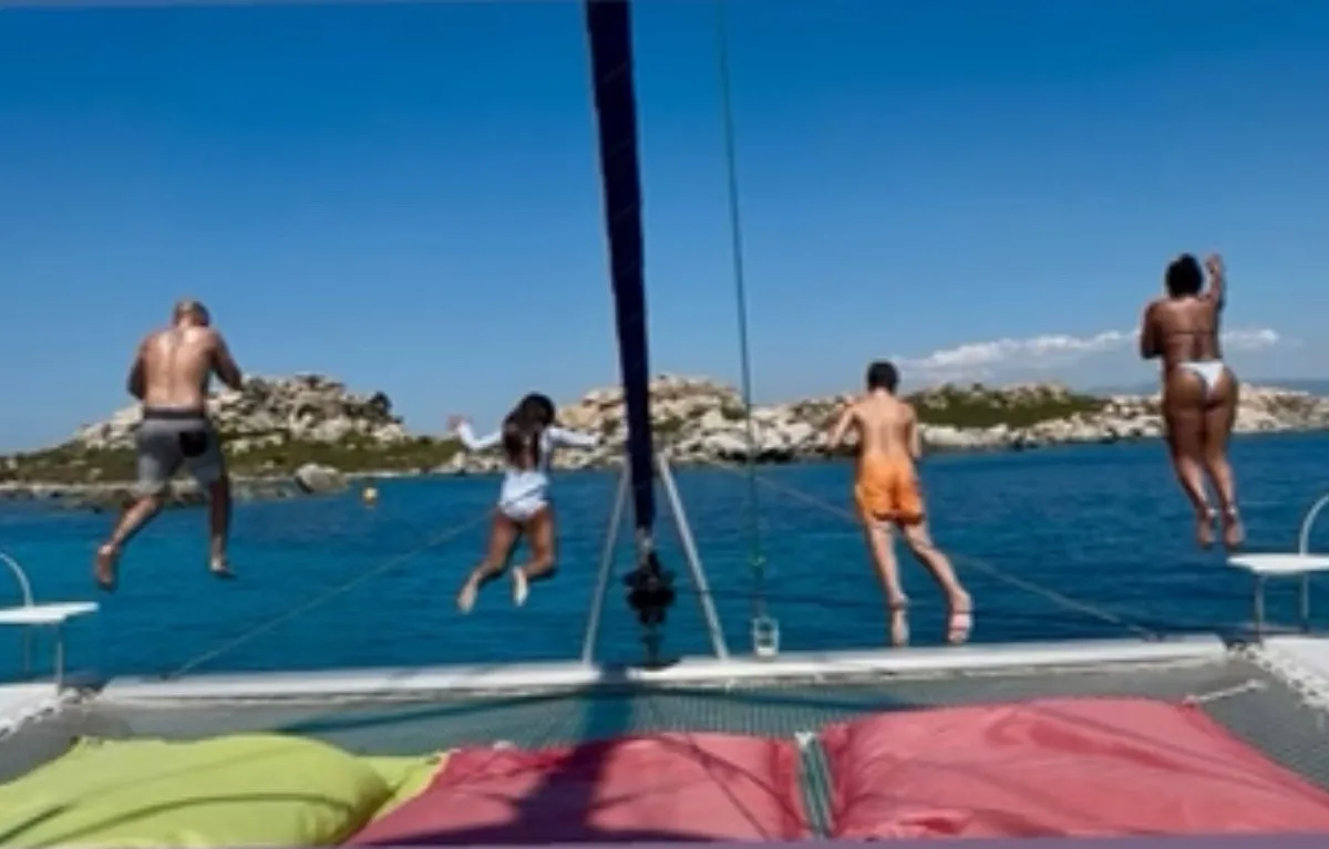 Deck of Shamane, a Fountaine Pajot Salina 48 catamaran at Porto-Vecchio, France