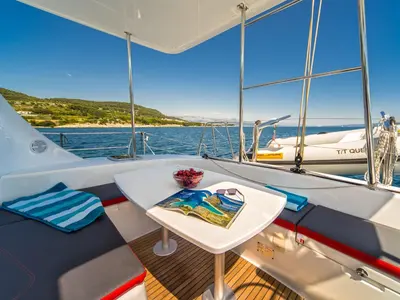 Queen Mia, a Lagoon 380 catamaran at Grad Biograd na Moru, Croatia