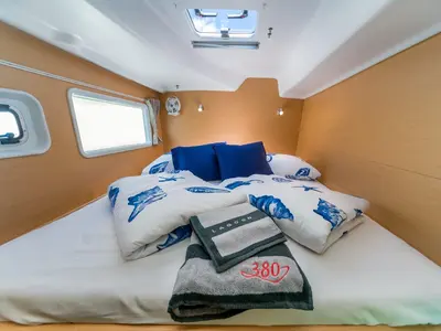 Cabin on Queen Mia, a Lagoon 380 catamaran at Biograd na Moru, Croatia