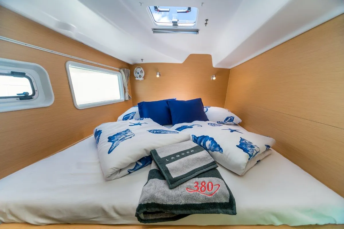 Queen Mia, a Lagoon 380 catamaran at Grad Biograd na Moru, Croatia