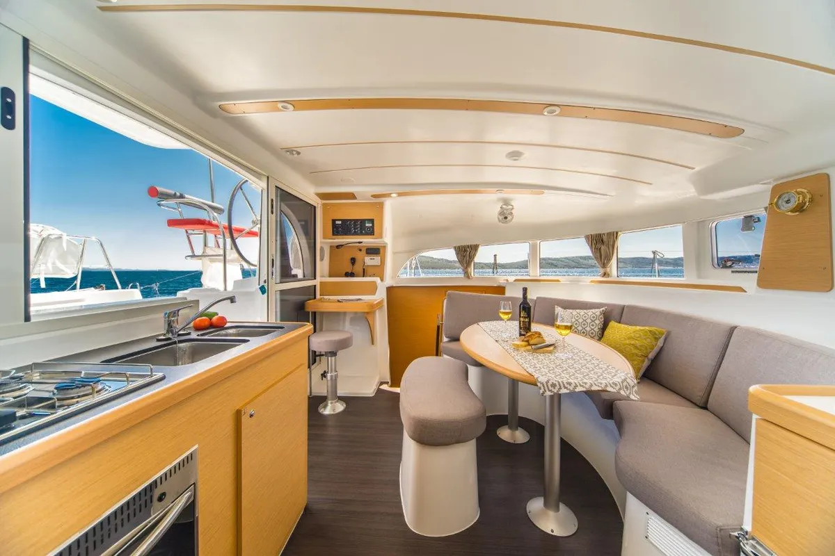 Queen Mia, a Lagoon 380 catamaran at Grad Biograd na Moru, Croatia