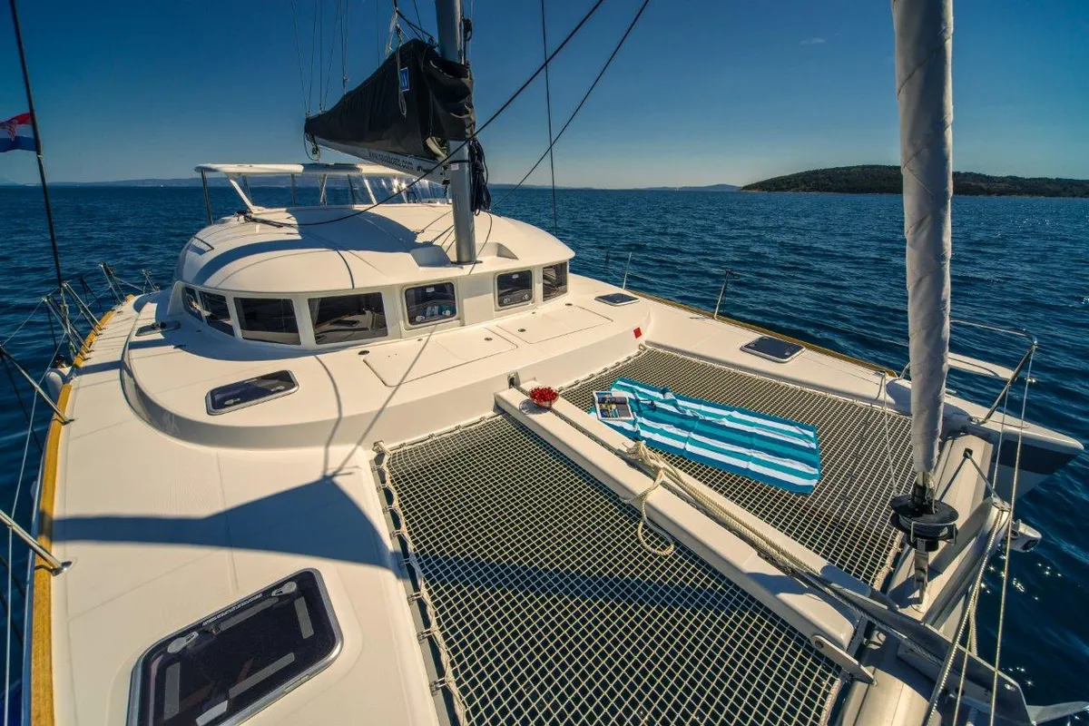 Queen Mia, a Lagoon 380 catamaran at Grad Biograd na Moru, Croatia