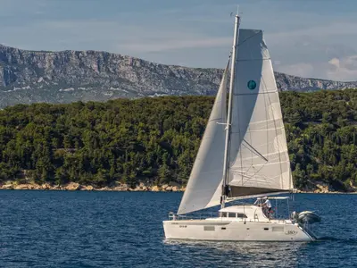 Queen Mia, a Lagoon 380 catamaran at Grad Biograd na Moru, Croatia